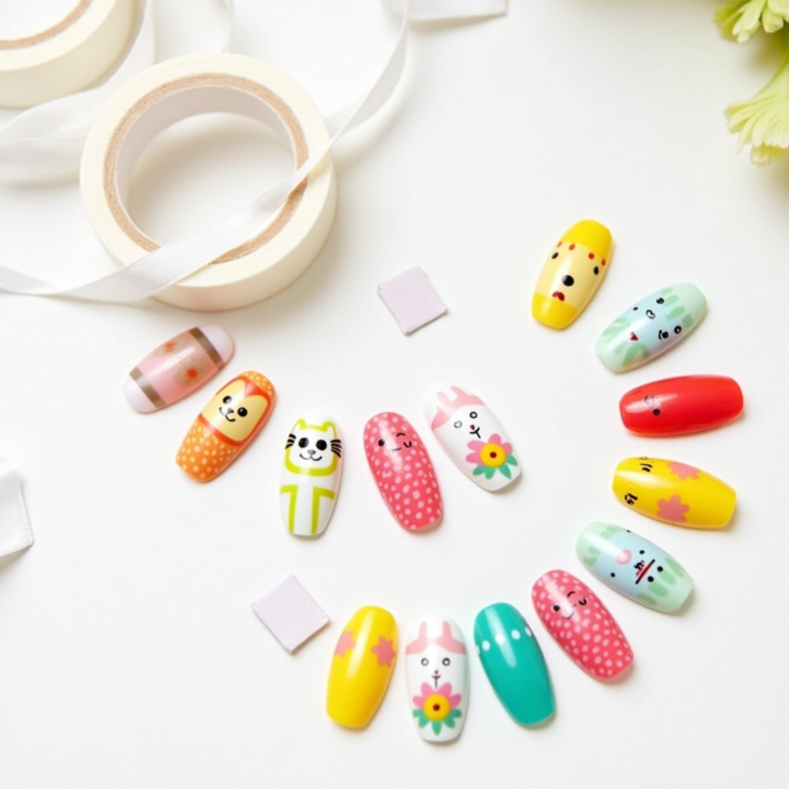 Children's Press on Nails Kids Cartoon Acrylic Fake Nails Tips