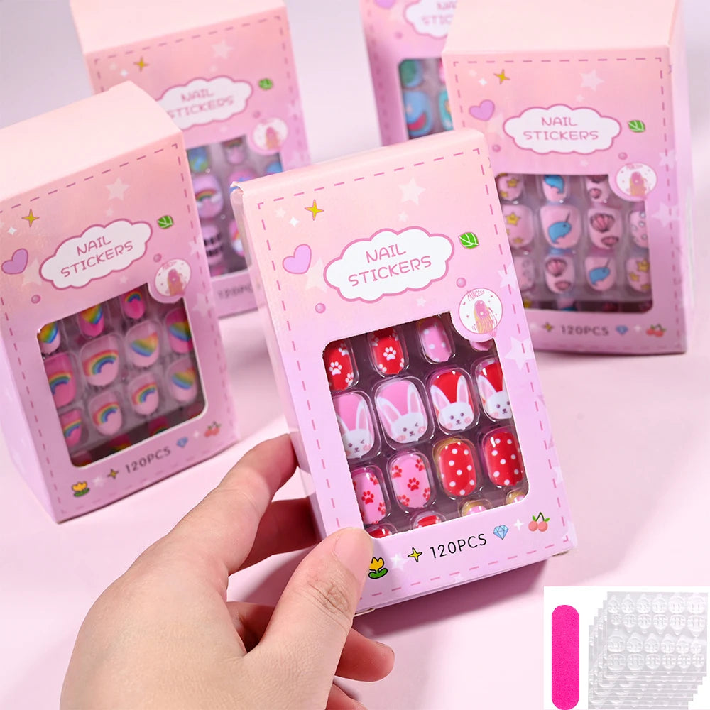 Children's Press on Nails Kids Cartoon Acrylic Fake Nails Tips