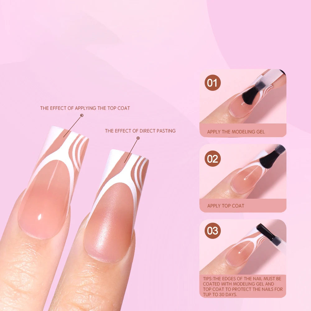 Medium Square French Press on Nail Brown Pink Base Colors Matte Fake Gel Nail Tips