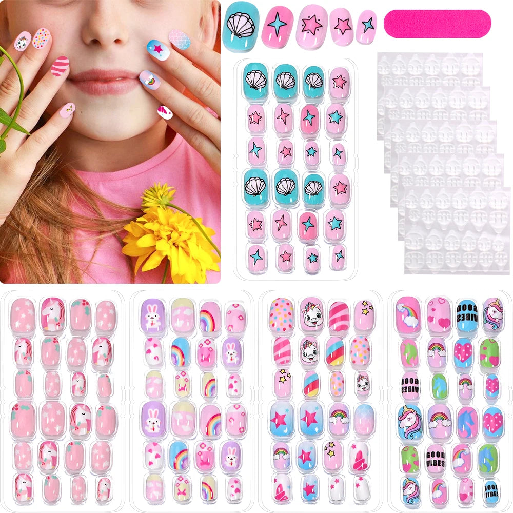 Children's Press on Nails Kids Cartoon Acrylic Fake Nails Tips