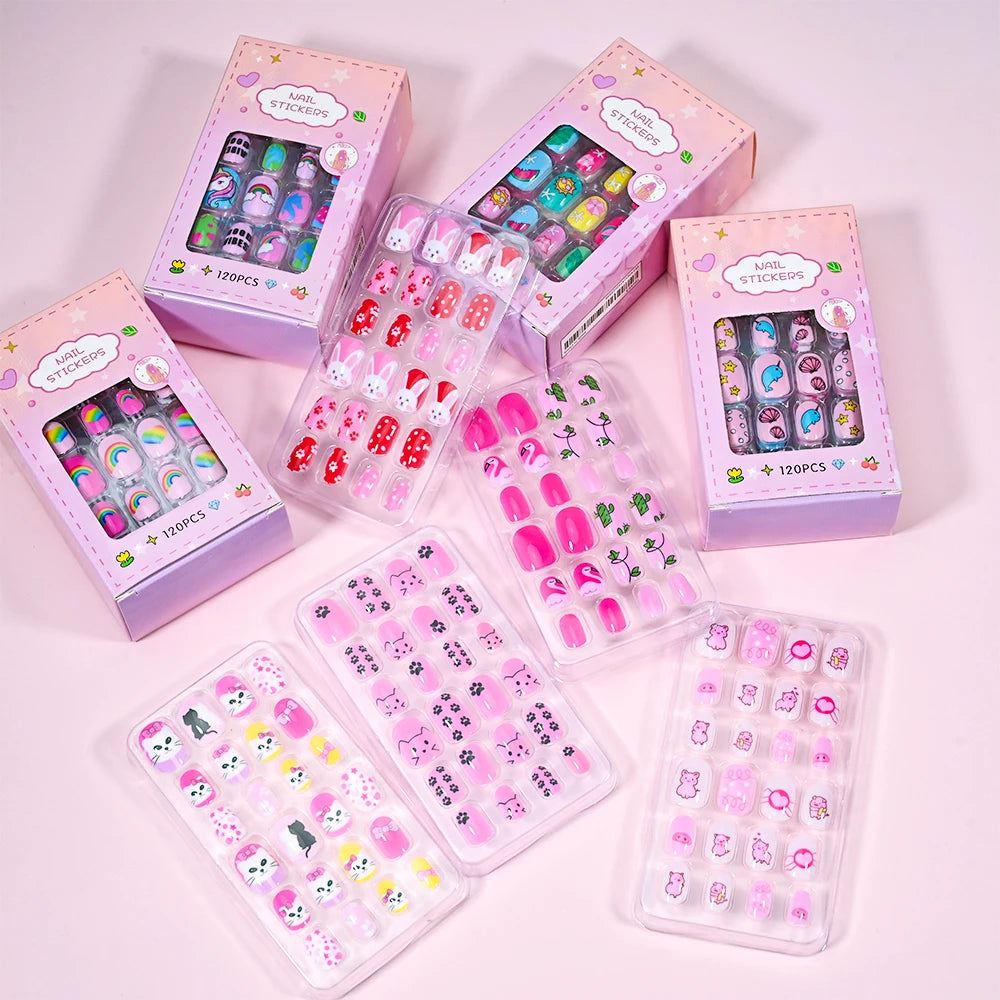 Children's Press on Nails Kids Cartoon Acrylic Fake Nails Tips
