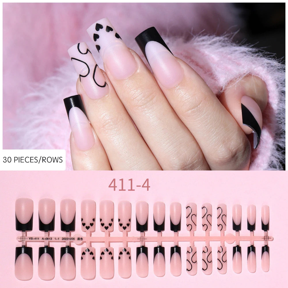 Medium Square French Press on Nail Brown Pink Base Colors Matte Fake Gel Nail Tips