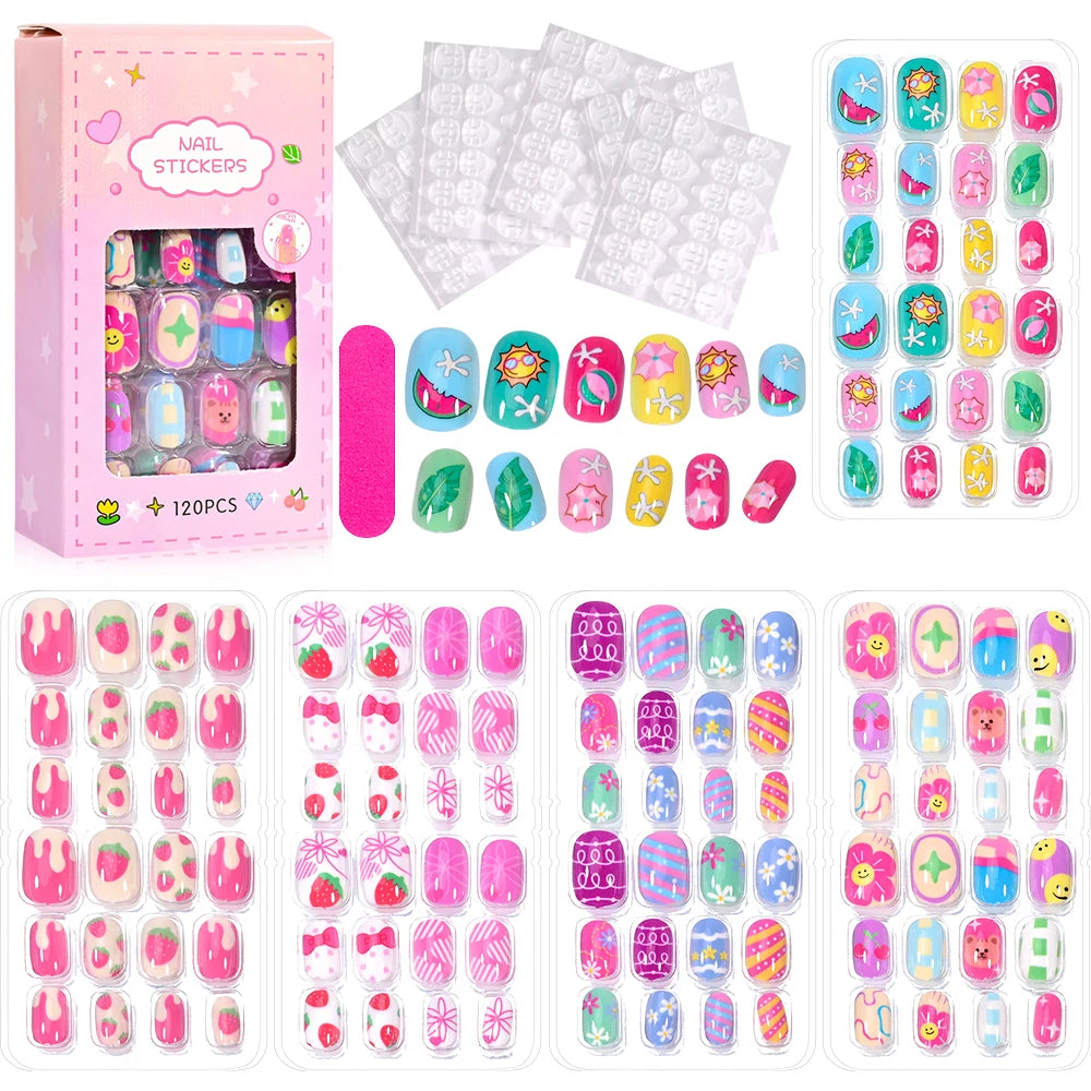 Children's Press on Nails Kids Cartoon Acrylic Fake Nails Tips