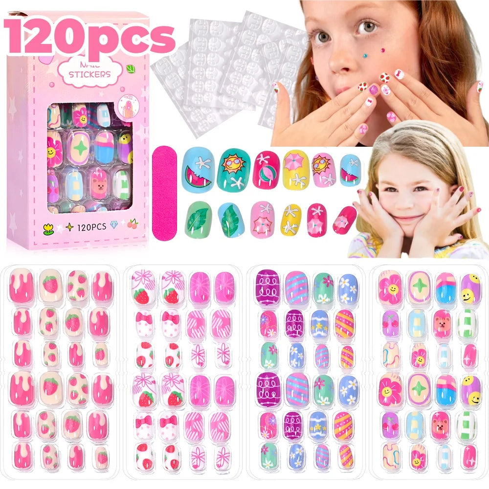 Children's Press on Nails Kids Cartoon Acrylic Fake Nails Tips