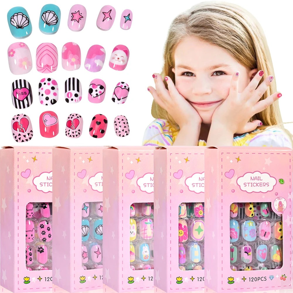 Children's Press on Nails Kids Cartoon Acrylic Fake Nails Tips