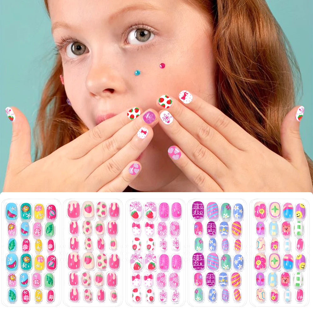 Children's Press on Nails Kids Cartoon Acrylic Fake Nails Tips