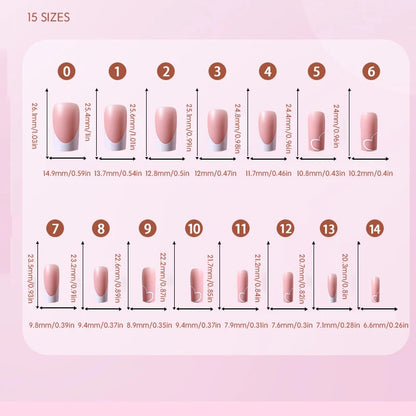 Medium Square French Press on Nail Brown Pink Base Colors Matte Fake Gel Nail Tips
