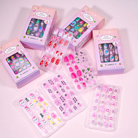 Children's Press on Nails Kids Cartoon Acrylic Fake Nails Tips