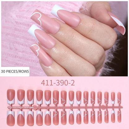 Medium Square French Press on Nail Brown Pink Base Colors Matte Fake Gel Nail Tips