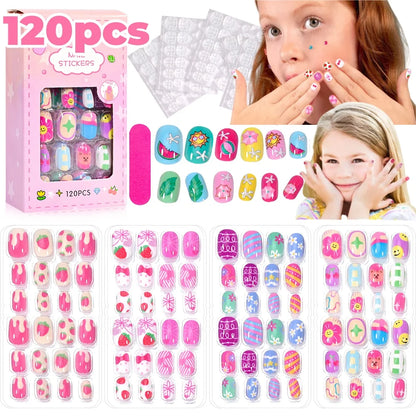 Children's Press on Nails Kids Cartoon Acrylic Fake Nails Tips